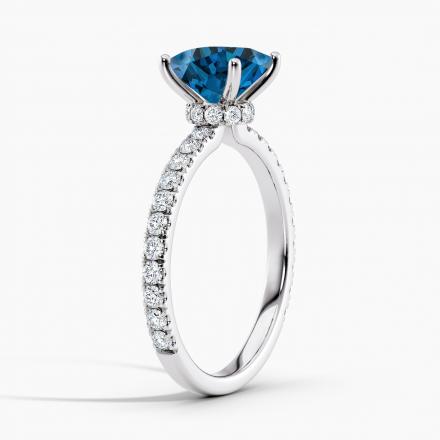 Lab Grown Diamond Ribbon Halo Engagement Ring Princess 0.50 ct. (Blue, VS-SI) in 14k White Gold