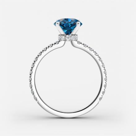Natural Diamond Ribbon Halo Diamond Engagement Ring Round 5.00 ct. (Blue, I1) in 14k White Gold