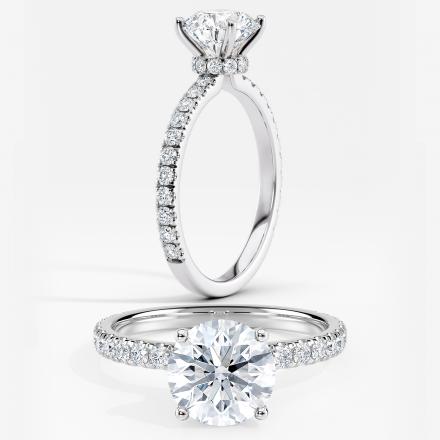 Natural Diamond GIA Certified  Ribbon Halo Diamond Engagement Ring Round 2.00 ct. (J, VS2) in 14k White Gold