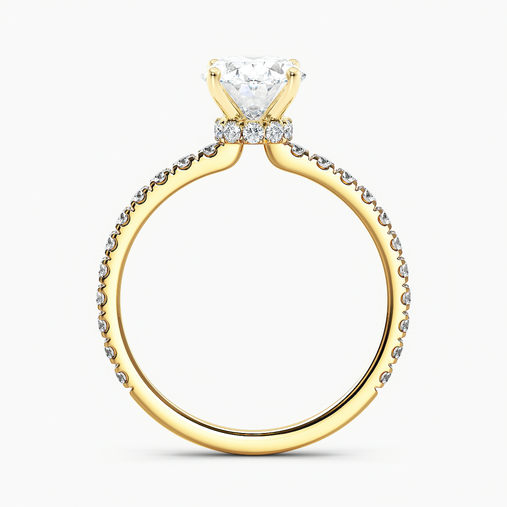 Lab Grown Diamond Ribbon Halo Diamond Engagement Ring Oval 1.00 ct. (I-J, VS1-VS2) in 14k Yellow Gold