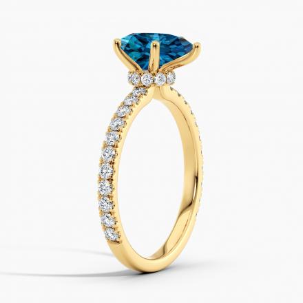 Lab Grown Diamond Ribbon Halo Engagement Ring Pear 0.50 ct. (Blue, VS-SI) in 14k Yellow Gold