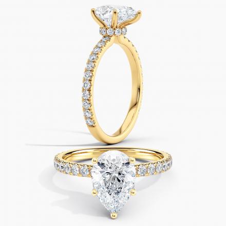 Lab Grown Diamond Ribbon Halo Diamond Engagement Ring Pear 1.00 ct. (I-J, VS1-VS2) in 14k Yellow Gold
