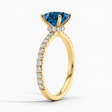 Lab Grown Diamond Ribbon Halo Engagement Ring Princess 0.50 ct. (Blue, VS-SI) in 14k Yellow Gold