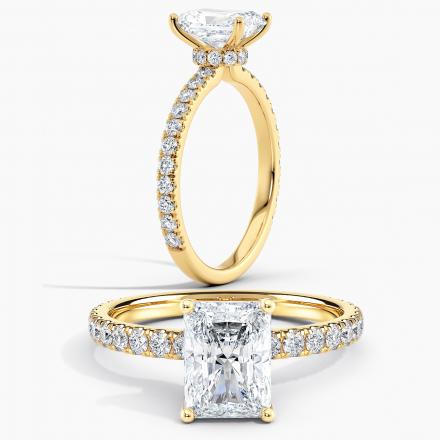Lab Grown Diamond Ribbon Halo Diamond Engagement Ring Radiant 1.00 ct. (I-J, VS1-VS2) in 14k Yellow Gold