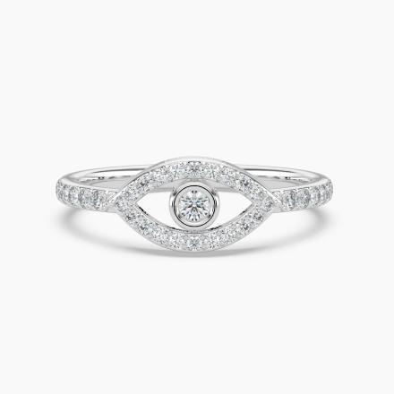 Evil Eye Lab Diamond Ring in 14K White Gold