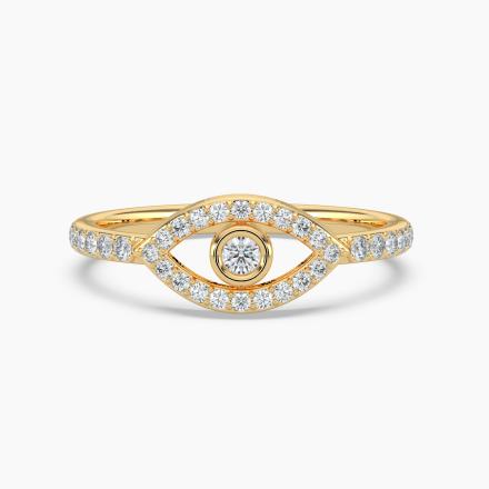Evil Eye Lab Diamond Ring in 14K Yellow Gold