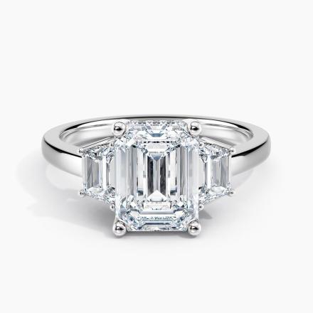 Three Stone Lab Grown Diamond Engagement Ring Emerald Cut (2 ct. E-F, VS1-VS2) in 14K White Gold