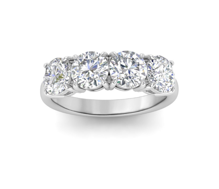 LAB GROWN 4 Round Brilliant Diamond Prong Set Anniversary Band 3.20ct. tw. Platinum