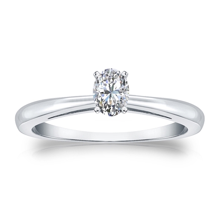 Natural Diamond Solitaire Ring Oval 0.25 ct. tw. (I-J, I1-I2) 18k White Gold 4-Prong