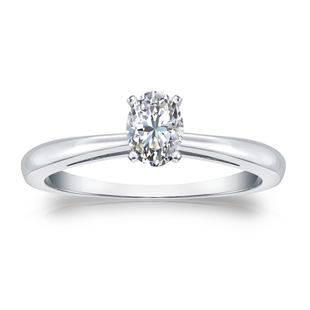 Natural Diamond Solitaire Ring Oval 0.33 ct. tw. (G-H, VS2) 14k White Gold 4-Prong