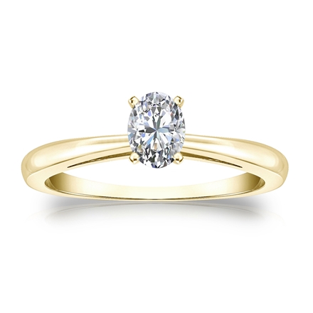 Natural Diamond Solitaire Ring Oval 0.33 ct. tw. (G-H, VS2) 18k Yellow Gold 4-Prong