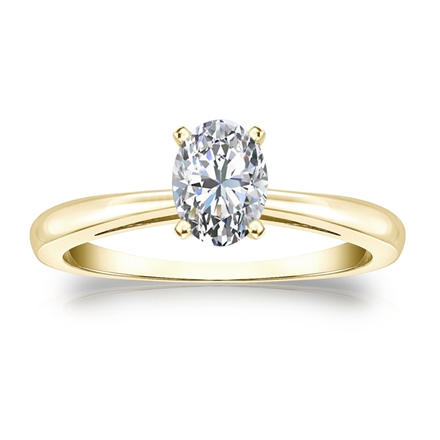 Natural Diamond Solitaire Ring Oval 0.50 ct. tw. (H-I, SI1-SI2) 14k Yellow Gold 4-Prong
