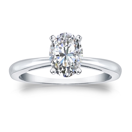 Certified 14k White Gold 4-Prong Oval Diamond Solitaire Ring 1.00 ct. tw. (G-H, VS1-VS2)