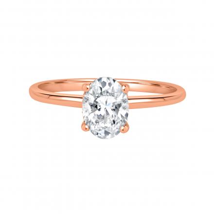 IGI Certified Lab Grown Diamond Hidden Halo Engagement Ring Oval 1.00 ct. (E-F, VS) in 14k Rose Gold