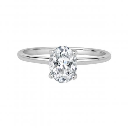 IGI Certified Lab Grown Diamond Hidden Halo Engagement Ring Oval 1.00 ct. (E-F, VS) in 14k White Gold