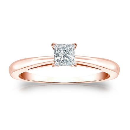 Natural Diamond Solitaire Ring Princess 0.25 ct. tw. (G-H, SI1) 14k Rose Gold 4-Prong