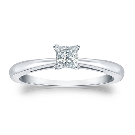 Natural Diamond Solitaire Ring Princess 0.25 ct. tw. (G-H, VS2) 18k White Gold 4-Prong
