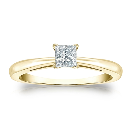 Natural Diamond Solitaire Ring Princess 0.25 ct. tw. (G-H, VS1-VS2) 14k Yellow Gold 4-Prong