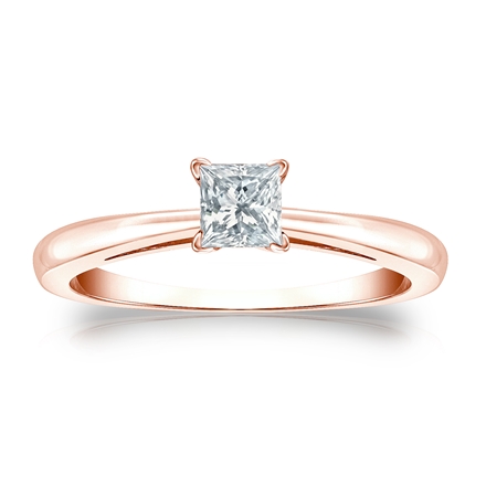 Natural Diamond Solitaire Ring Princess 0.33 ct. tw. (H-I, SI1-SI2) 14k Rose Gold 4-Prong