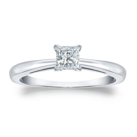 Natural Diamond Solitaire Ring Princess 0.33 ct. tw. (G-H, VS2) 18k White Gold 4-Prong
