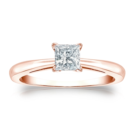 Natural Diamond Solitaire Ring Princess 0.50 ct. tw. (H-I, SI2) 14k Rose Gold 4-Prong
