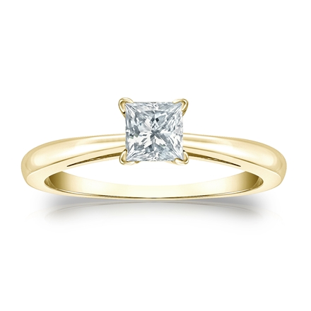 Natural Diamond Solitaire Ring Princess 0.50 ct. tw. (H-I, SI1-SI2) 18k Yellow Gold 4-Prong