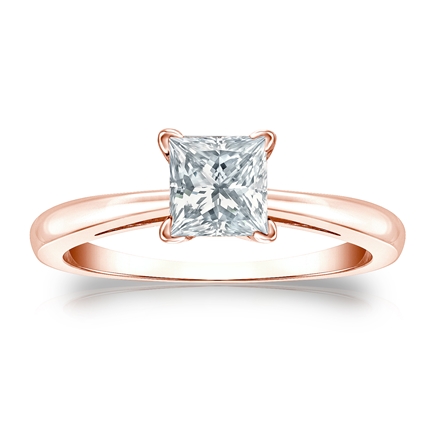 Natural Diamond Solitaire Ring Princess 0.75 ct. tw. (H-I, SI2) 14k Rose Gold 4-Prong