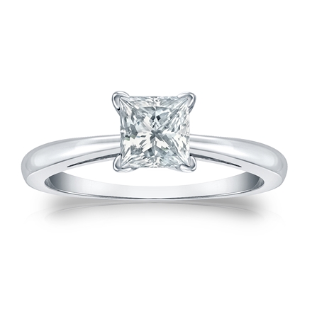 Natural Diamond Solitaire Ring Princess 0.75 ct. tw. (I-J, I1-I2) 18k White Gold 4-Prong
