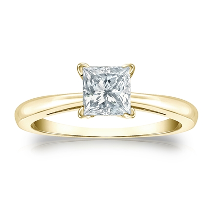 Natural Diamond Solitaire Ring Princess 0.75 ct. tw. (G-H, VS2) 18k Yellow Gold 4-Prong