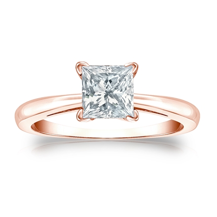 Natural Diamond Solitaire Ring Princess 1.00 ct. tw. (H-I, SI1-SI2) 14k Rose Gold 4-Prong