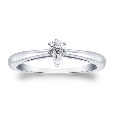 Natural Diamond Solitaire Ring Pear 0.25 ct. tw. (H-I, SI1-SI2) 18k White Gold V-End Prong