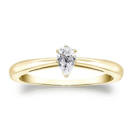 Natural Diamond Solitaire Ring Pear 0.25 ct. tw. (H-I, I1) 14k Yellow Gold V-End Prong