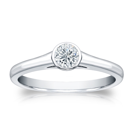 Natural Diamond Solitaire Ring Round 0.25 ct. tw. (G-H, VS2) 14k White Gold Bezel