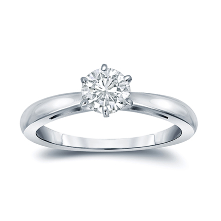 Certified 14k White Gold 6-Prong Round Diamond Solitaire Ring 0.25 ct. tw. (G-H, VS2)