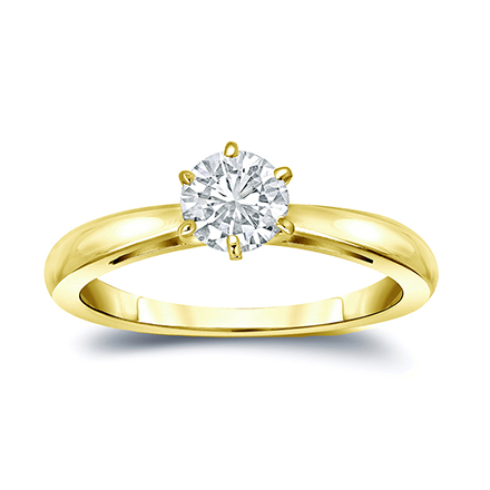 Natural Diamond Solitaire Ring Round 0.25 ct. tw. (H-I, SI1-SI2) 14k Yellow Gold 6-Prong