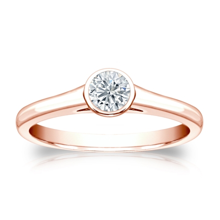 Natural Diamond Solitaire Ring Round 0.33 ct. tw. (G-H, VS2) 14k Rose Gold Bezel