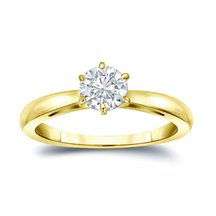 Natural Diamond Solitaire Ring Round 0.33 ct. tw. (H-I, SI1-SI2) 14k Yellow Gold 6-Prong