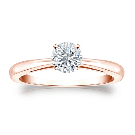 Certified 14k Rose Gold 4-Prong Round Diamond Solitaire Ring 0.50 ct. tw. (I-J, I1-I2)