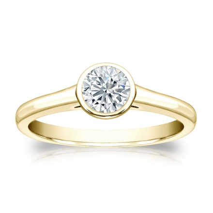 Natural Diamond Solitaire Ring Round 0.50 ct. tw. (I-J, I1) 14k Yellow Gold Bezel