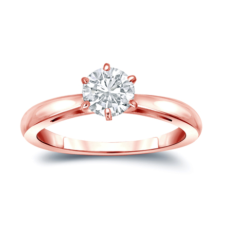 Lab Grown Diamond Solitaire Ring Round 0.63 ct. tw. (H-I, VS) 14k Rose Gold 6-Prong