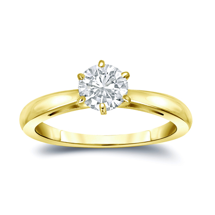 Natural Diamond Solitaire Ring Round 0.50 ct. tw. (G-H, VS2) 18k Yellow Gold 6-Prong