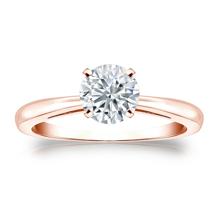 Certified 14k Rose Gold 4-Prong Round Diamond Solitaire Ring 0.75 ct. tw. (I-J, I1-I2)
