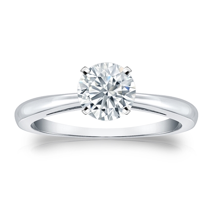 Certified 14k White Gold 4-Prong Round Diamond Solitaire Ring 0.75 ct. tw. (H-I, SI1-SI2)