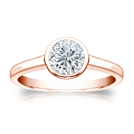 Natural Diamond Solitaire Ring Round 0.75 ct. tw. (G-H, VS2) 14k Rose Gold Bezel