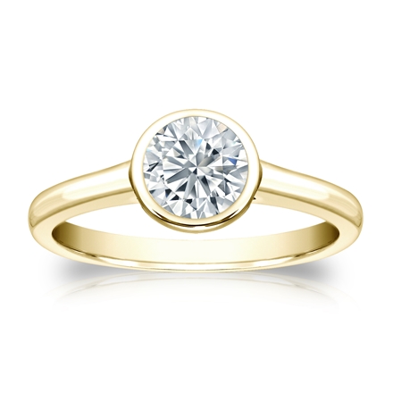Natural Diamond Solitaire Ring Round 0.75 ct. tw. (J-K, I2) 14k Yellow Gold Bezel