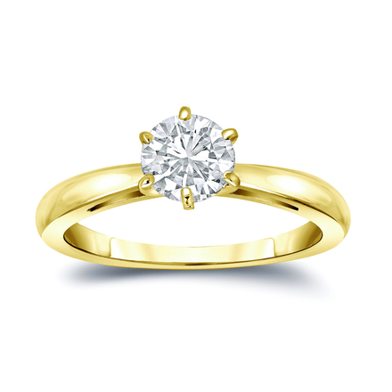 Natural Diamond Solitaire Ring Round 0.75 ct. tw. (G-H, VS2) 18k Yellow Gold 6-Prong