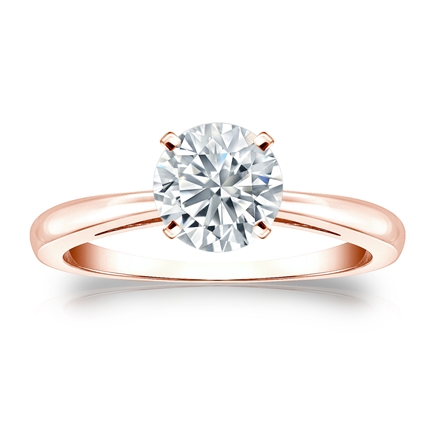 Certified 14k Rose Gold 4-Prong Round Diamond Solitaire Ring 1.00 ct. tw. (G-H, VS2)