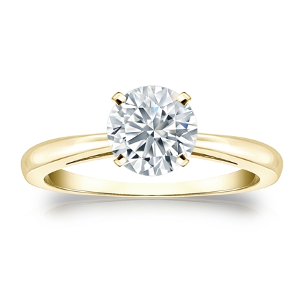 Certified 14k Yellow Gold 4-Prong Round Diamond Solitaire Ring 1.00 ct. tw. (G-H, VS2)
