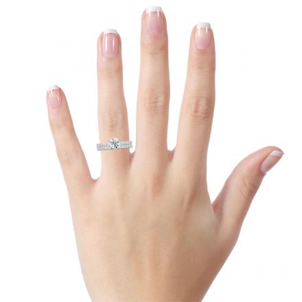 Lab Grown Diamond Wedding Ring Set Round IGI Certified 1.50 ct. tw. (E-F, VS) in 14k White Gold 4-Prong