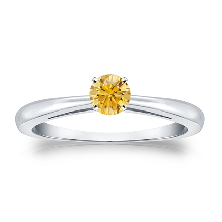 Certified 18k White Gold 4-Prong Yellow Diamond Solitaire Ring 0.25 ct. tw. (Yellow, SI1-SI2)